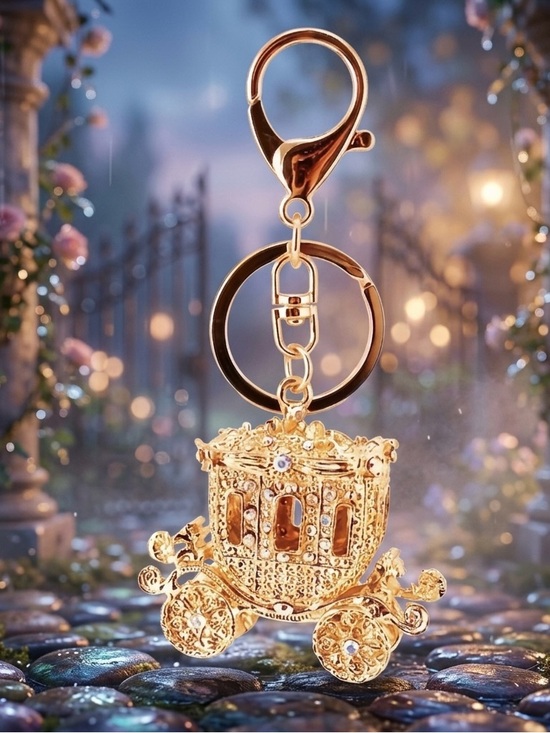 Accessories - Gold-tone Crystal Cinderella Carriage Keychain
